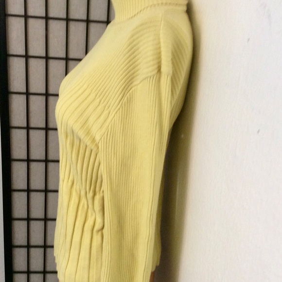 Vintage Marigold Yellow Turtleneck LS Cotton Rib Sweater - Picture 3 of 7